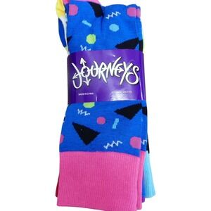 Journeys Crew Socks Mens 10-13 Multi New 90s Retro Geometric Pattern Pack